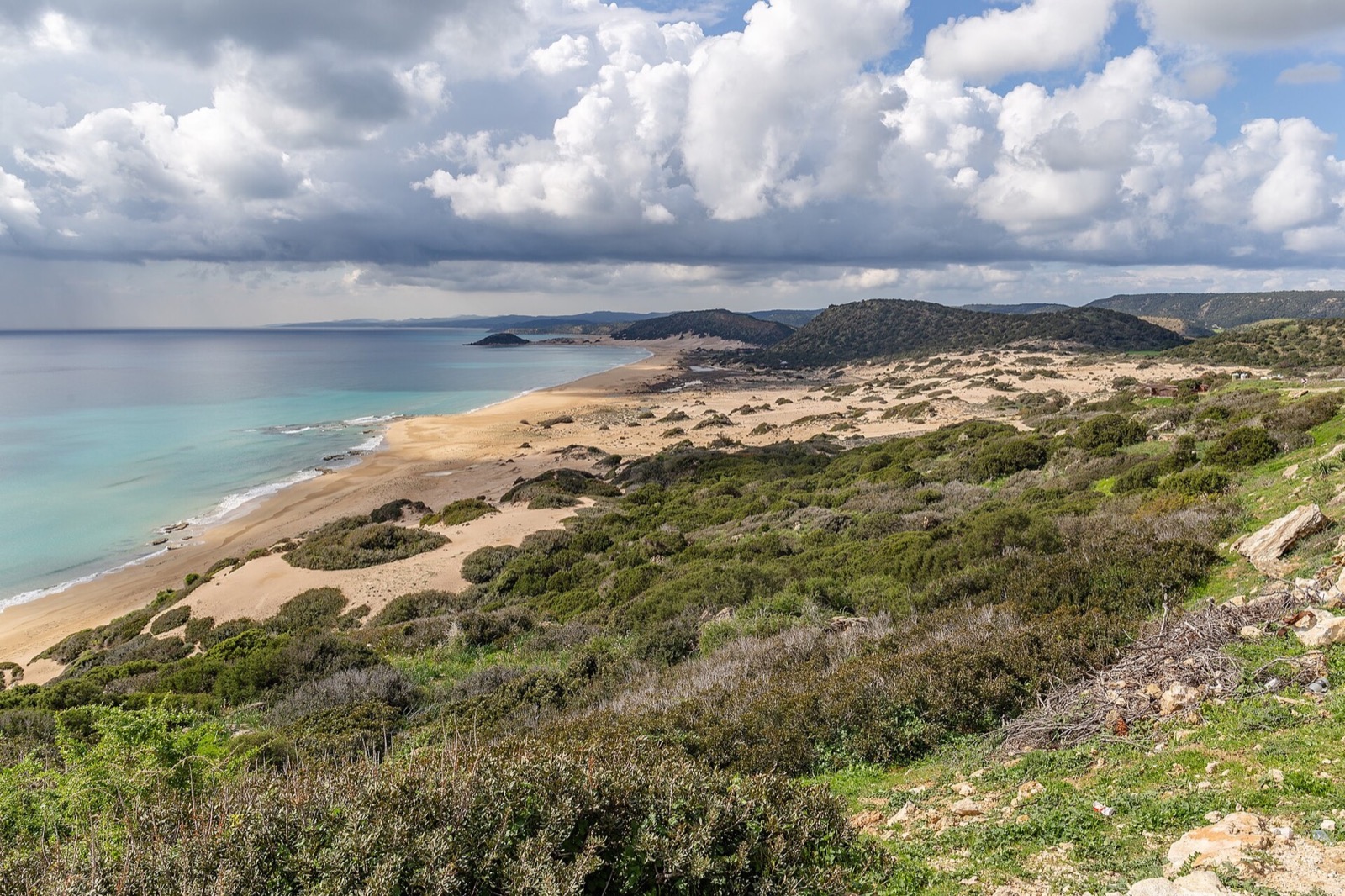 Long sandy curve of Golden Beach in Karpaz